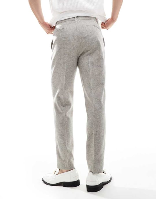 ASOS DESIGN smart tapered fit ullmixbyxor i grått - Image 2