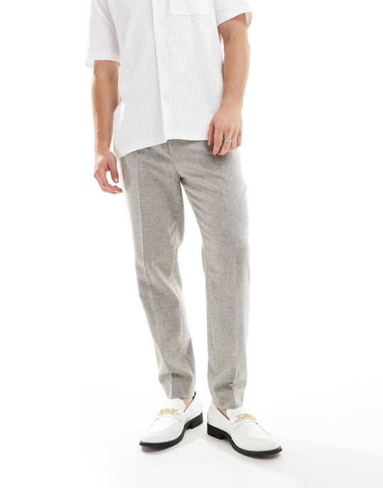 ASOS DESIGN smart tapered fit ullmixbyxor i grått - Image 4