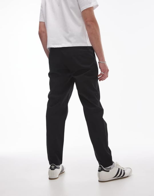 Topman svarta byxor med dubbelveck och smal passform - Image 3