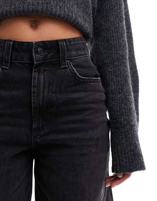 ASOS DESIGN vida ben dad jeans i svart med hål - Image 3