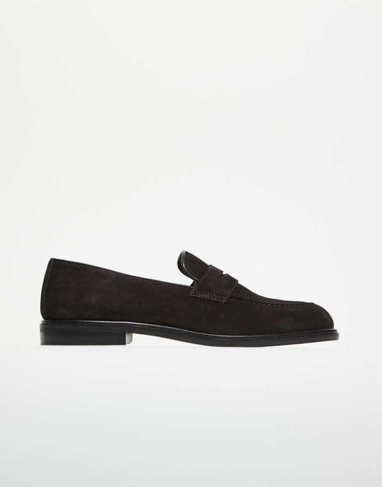 Walk London Putney sadellesskor i brun mocka - Image 2