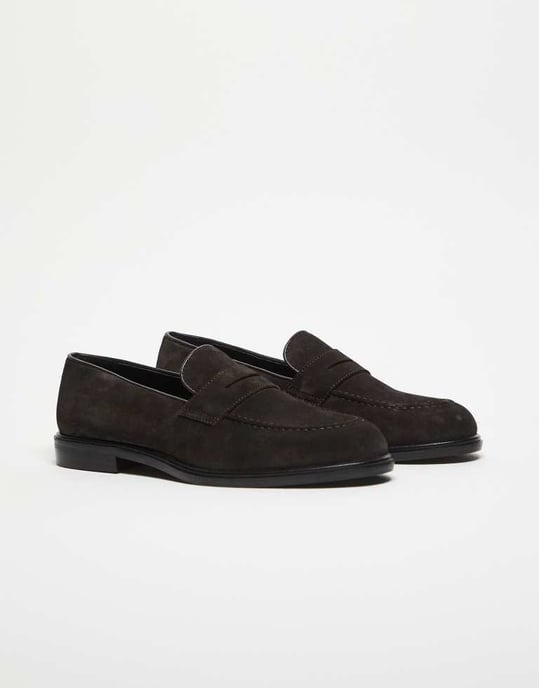 Walk London Putney sadellesskor i brun mocka - Image 4