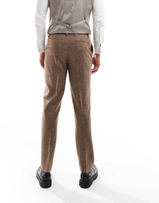 ASOS DESIGN slim ullblandning kostymbyxor i brunt - Image 3