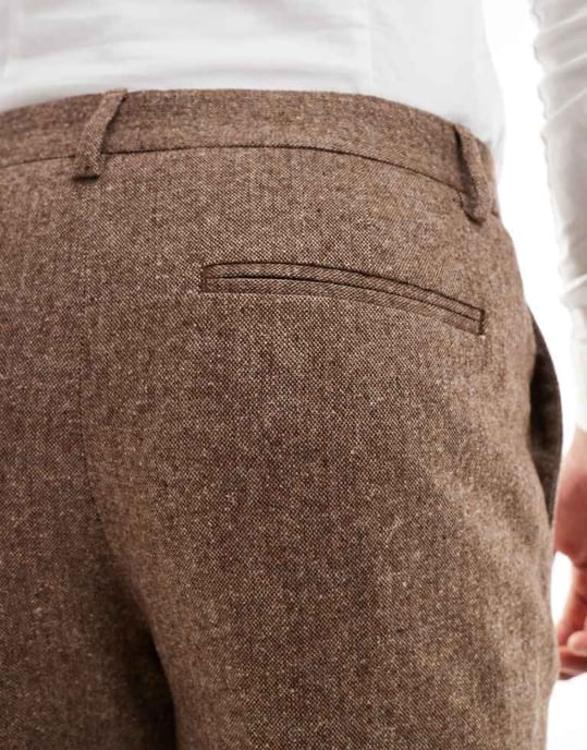ASOS DESIGN slim ullblandning kostymbyxor i brunt - Image 4