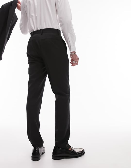 Topman Premium ullstretch slimbyxa i svart - Image 4