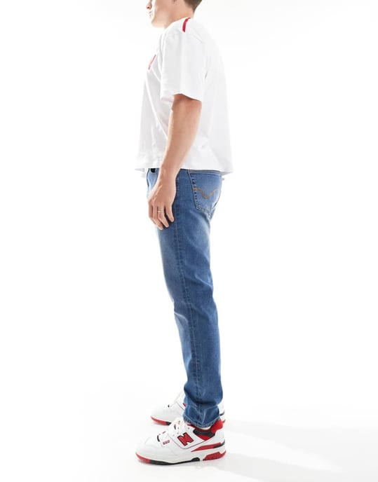 ONLY & SONS slim jeans i mellanblå tvätt - Image 3