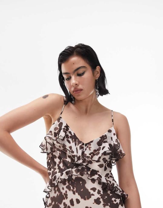 Topshop volangspetsklänning i djurmönster - Image 4