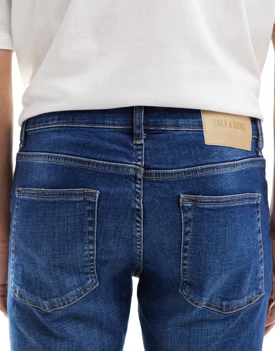 ONLY & SONS Loom slim fit jeans i tvättad indigo - Image 4
