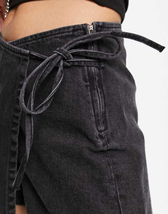 ASOS DESIGN denimkjol i tvättat svart - Image 3
