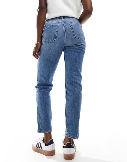 Hollister hög midja mom jeans i ljusblå med abrasion - Image 3