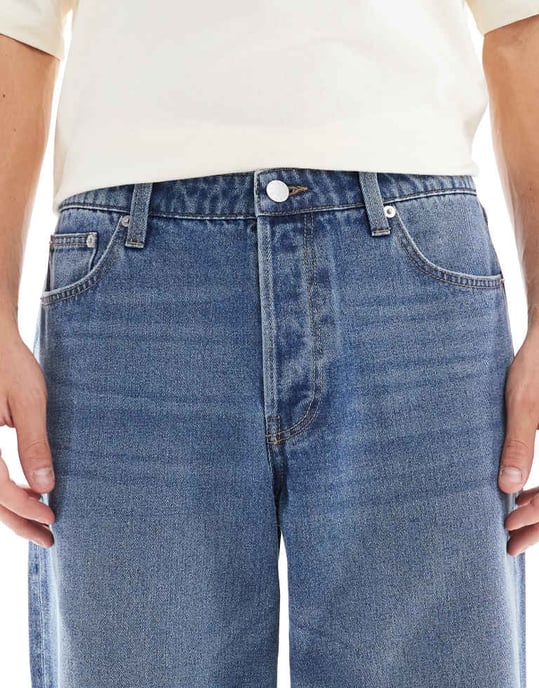 ONLY & SONS baggy fit jeans i medelblå tvätt - Image 3