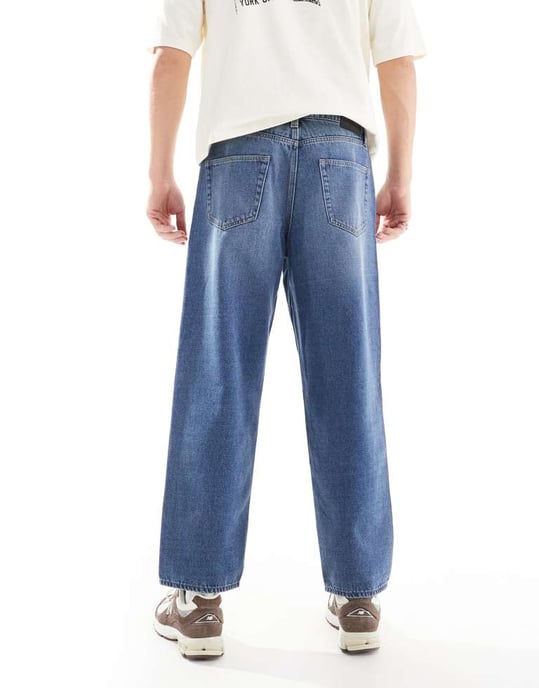 ONLY & SONS baggy fit jeans i medelblå tvätt - Image 4
