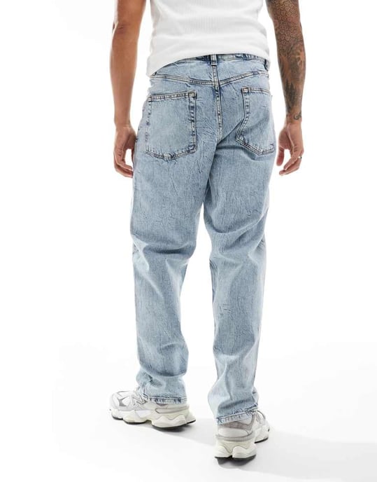 ASOS DESIGN baggy jeans med kraftig syra-tvätt i ljusblå tvätt - Image 3