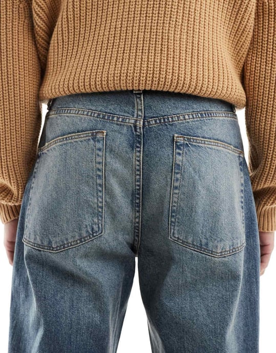 ASOS DESIGN baggy jeans i mellanfärg med slitningar - Image 4