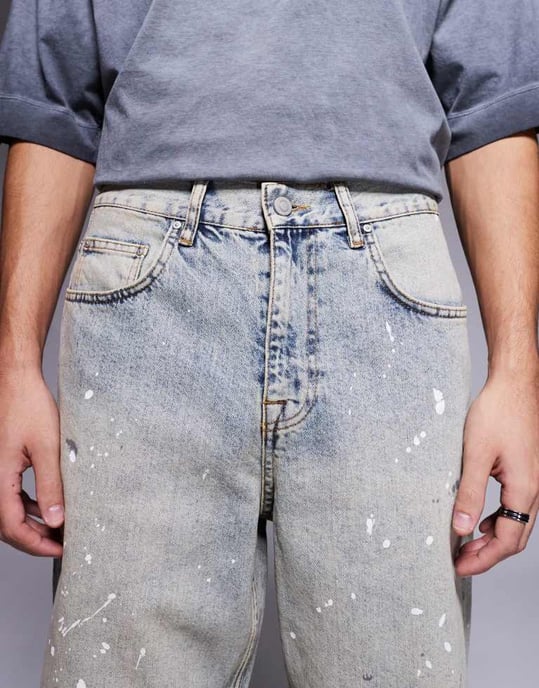 ASOS DESIGN baggy jeans med färg i ljus tvättad blå - Image 4