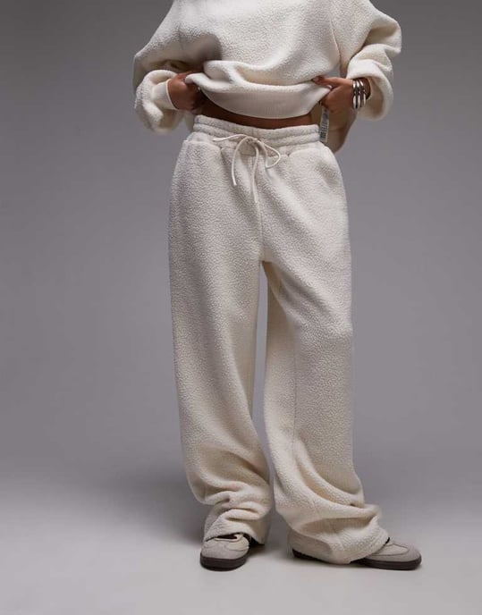 Topshop co-ord borg vida byxa i ecru - Image 3