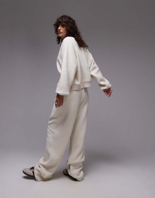 Topshop co-ord borg vida byxa i ecru - Image 4