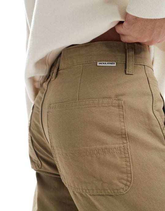 Jack & Jones lösa passform målartroser i beige - Image 3