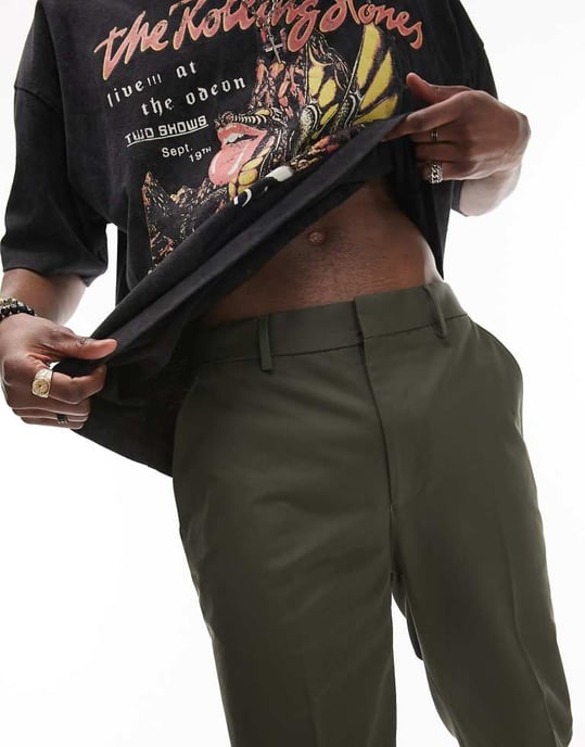 Topman raka flarebyxor i khaki - Image 3