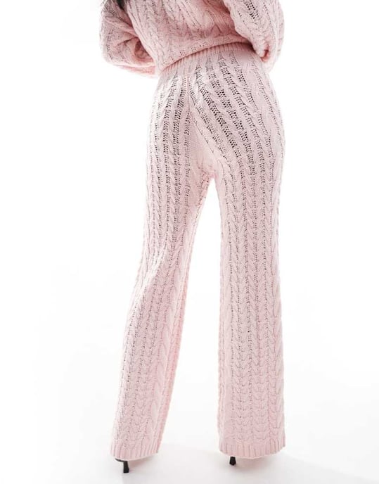 Kaiia exklusiva kabelstickade raka byxor i rosa - Image 4