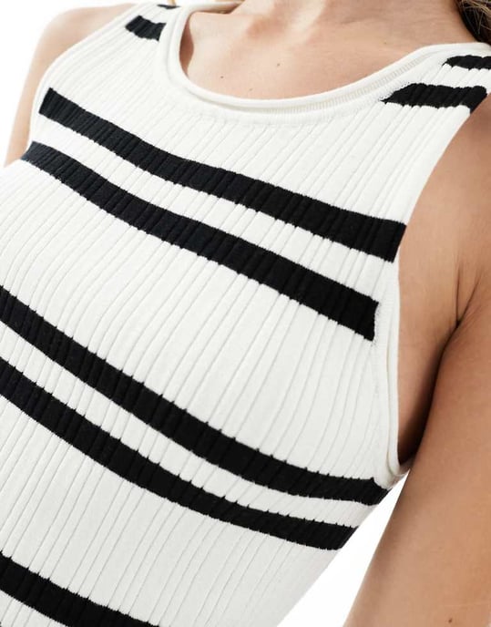 ASOS DESIGN stickad tank midaxi klänning i randig mönster - Image 2
