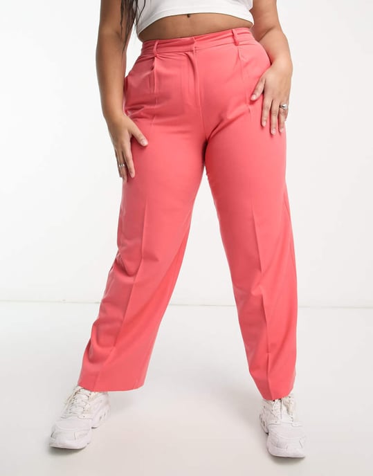 ASOS DESIGN Curve vardagliga slappa pojkbyxor i korall - Image 4