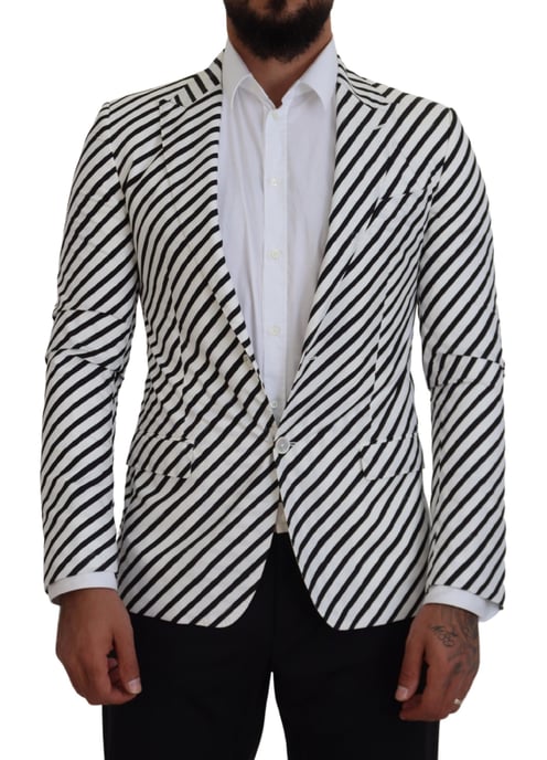 Striped Blazer Notch Lapel - Image 1