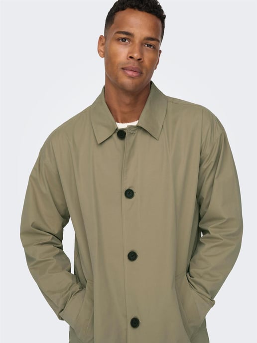 Only & Sons Men's Long Trench Coat - Image 3