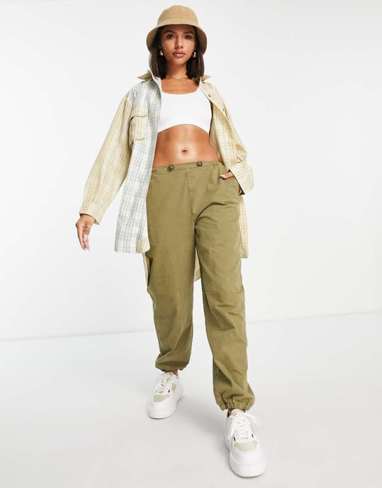 Missguided oversized skjortklänning i splittrad gulrutigt - Image 4