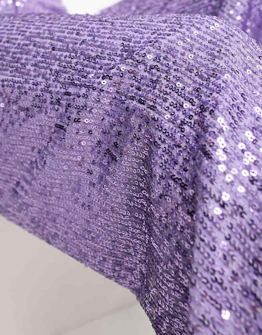 ASOS DESIGN Petite raka paljettanklarbyxor i lila - Image 3