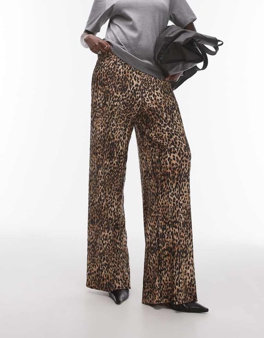 Topshop Tall leopardmönstrad plisserad byxa - Image 4