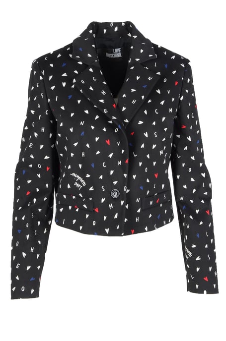 Cropped Hearts Print Blazer - Image 1