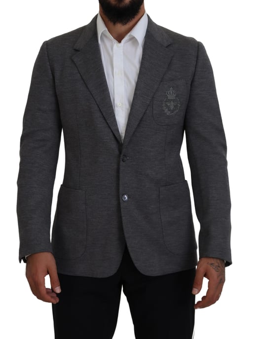 Grå Blazer Broderad Bi Klassisk Passform - Image 1
