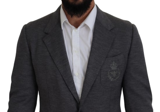 Grå Blazer Broderad Bi Klassisk Passform - Image 4