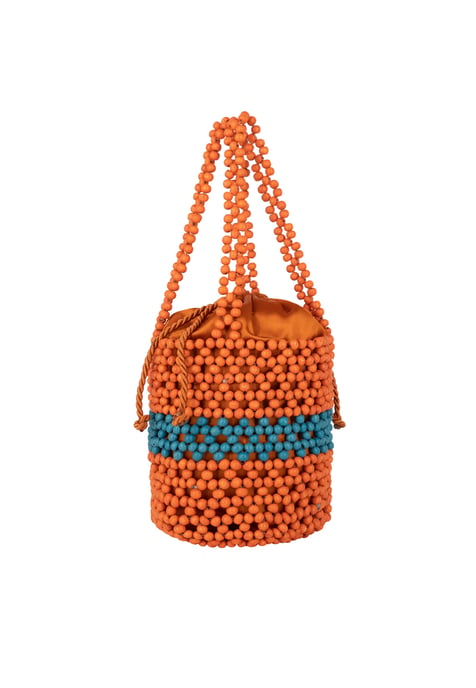 IZIA Bucketbag met kralen Dames Oranje Veelkleurig - Image 2