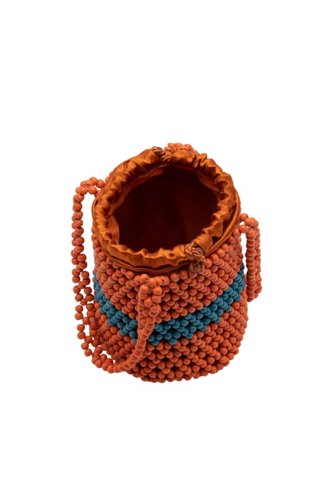 IZIA Bucketbag met kralen Dames Oranje Veelkleurig - Image 4