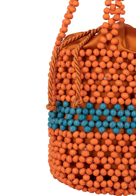 IZIA Bucketbag met kralen Dames Oranje Veelkleurig - Image 5