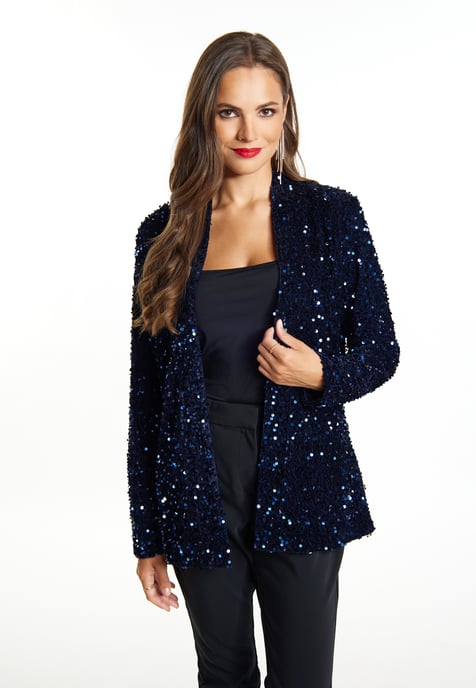 Faina Blazer met pailletten Dames marine - Image 3