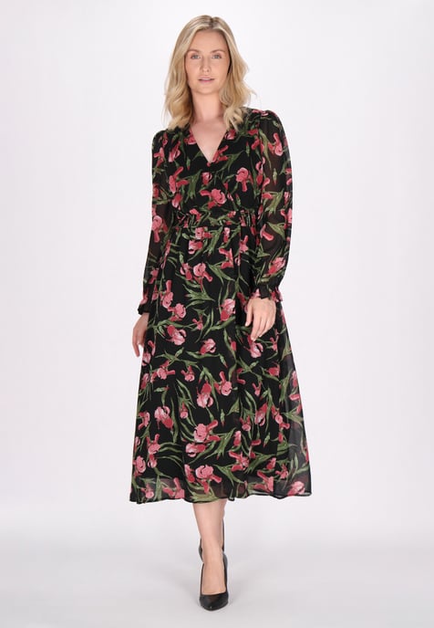 usha Jurk Dames Zwart Veelkleurig - Image 3