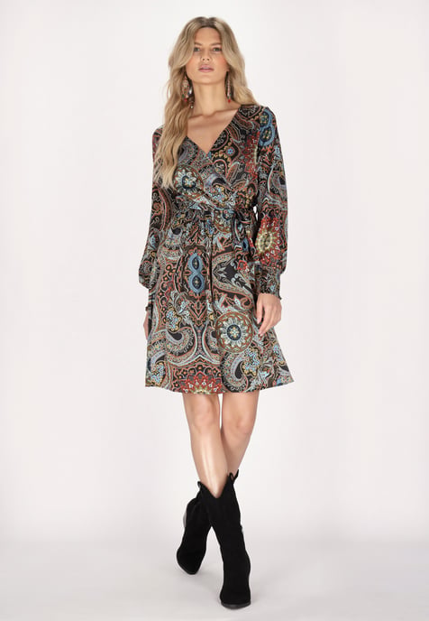 usha jurk Dames Zwart Veelkleurig - Image 2