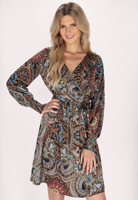 usha jurk Dames Zwart Veelkleurig - Image 3