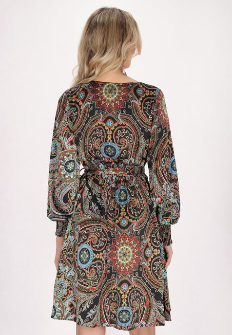 usha jurk Dames Zwart Veelkleurig - Image 4