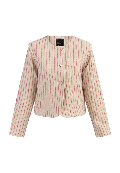 Faina Kort blazerjack Dames Roze gebroken witte streep - Image 1