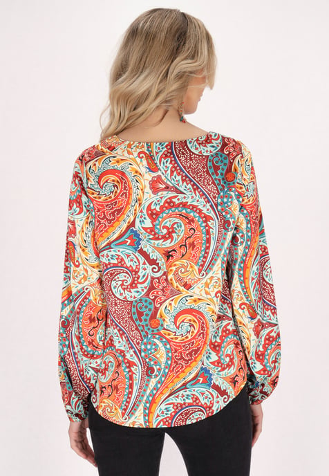 usha Blouse Dames Oranje Veelkleurig - Image 4