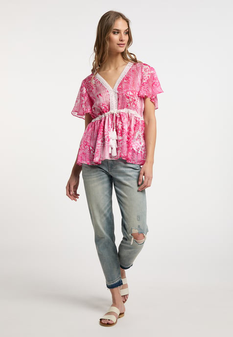 IZIA Blouse Dames roze wit - Image 2