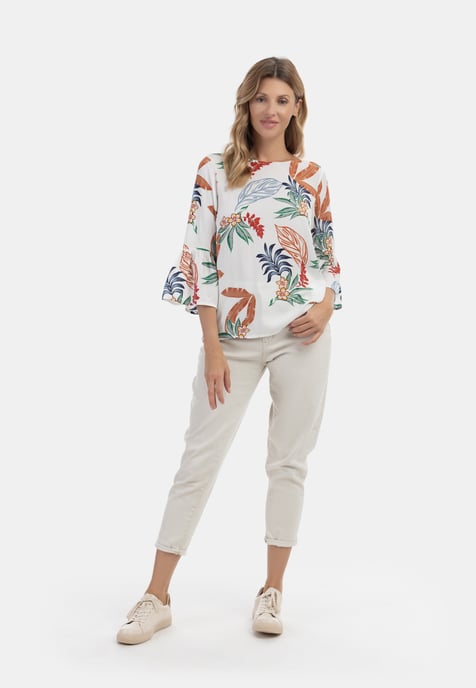 usha Blouse shirt qisha Dames Wol Wit Veelkleurig - Image 2