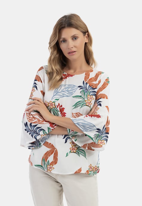 usha Blouse shirt qisha Dames Wol Wit Veelkleurig - Image 3