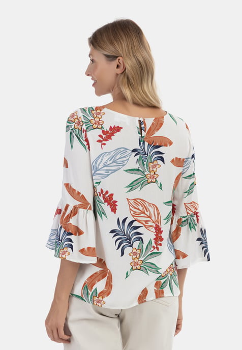 usha Blouse shirt qisha Dames Wol Wit Veelkleurig - Image 4