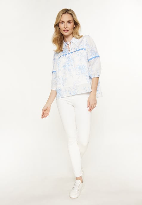 usha Blouse vrouwen wit blauw - Image 2