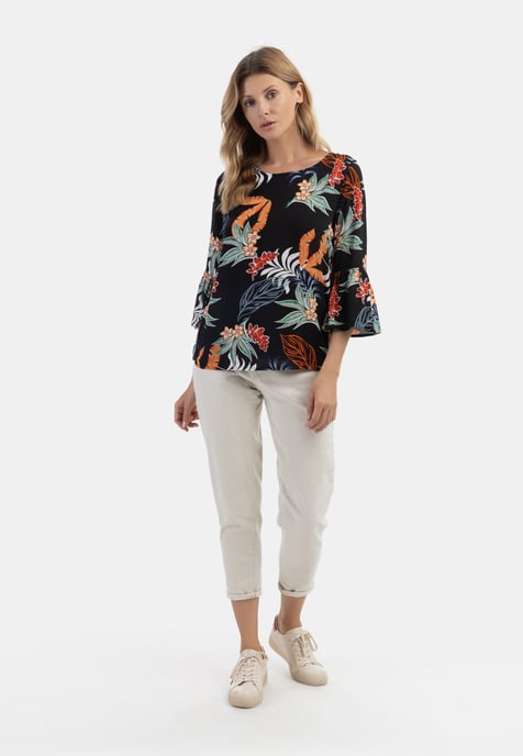 usha Blouse shirt qisha Dames Zwart Veelkleurig - Image 2